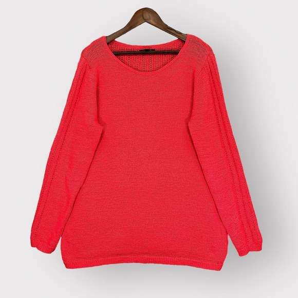 Rachel Zoe Pullover Sweater Women XXL Red‎ Knit Stretch Long Sleeve H29 - Picture 1 of 12